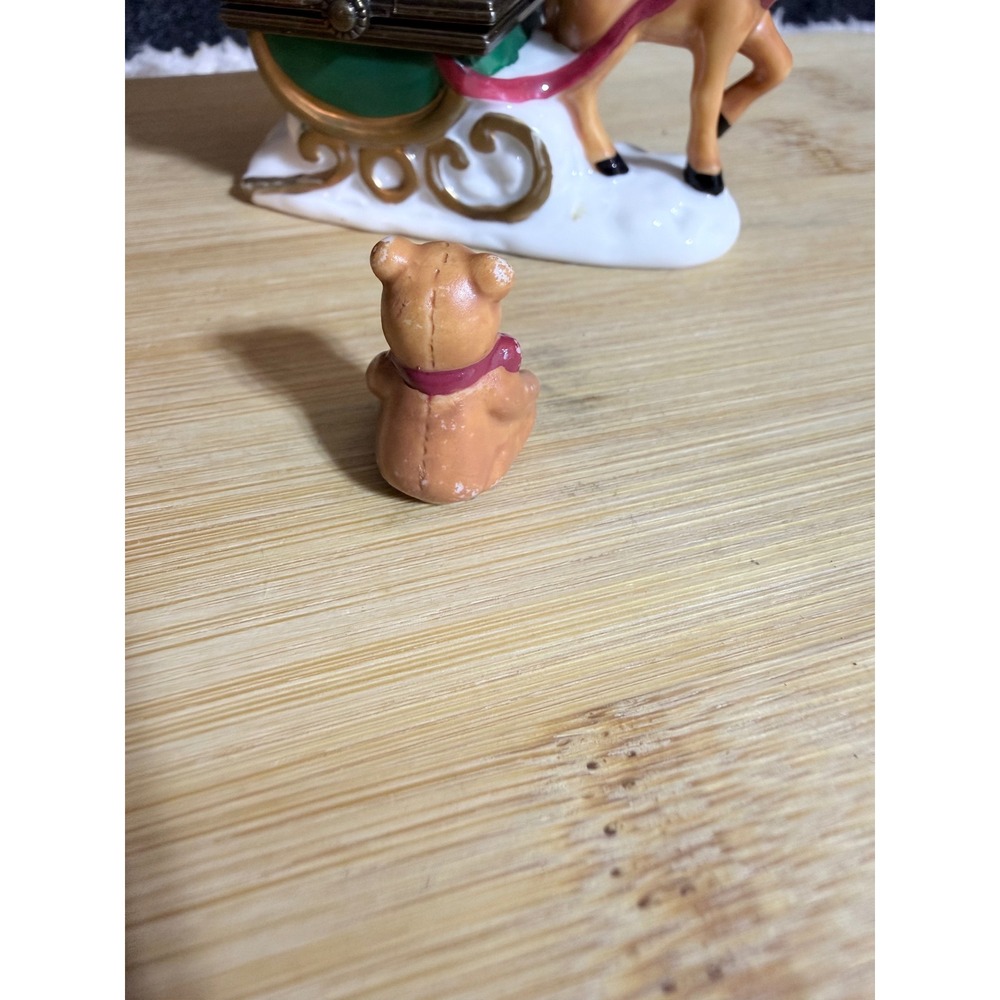 Midwest of Cannon Falls Santa Sleigh Reindeer Porcelain Hinged Trinket Box Bear - Picture 2 of 9